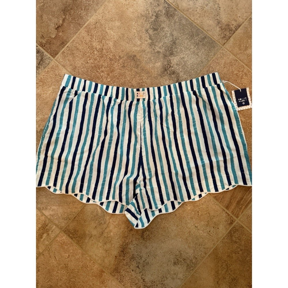 Women's Roller Rabbit X Target Poplin Blue Striped Boxers Size 3X NWT